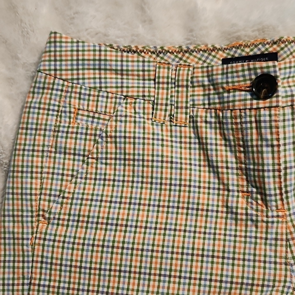 Tommy Hilfiger Green and Orange Checkered Shorts - Picture 3 of 14